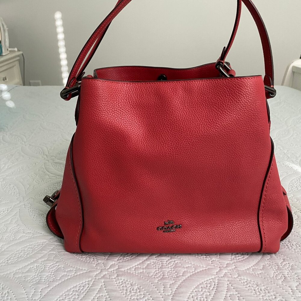 COACH Edie 31 Shoulder Bag Pebble Leather Rouge Style 57125 Retail $350 NWO
